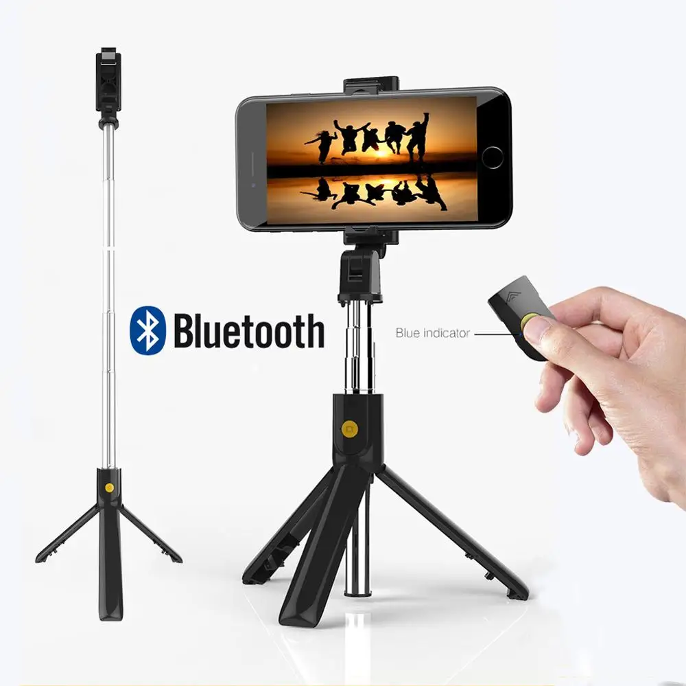 

Wireless Bluetooth New Selfie Stick Foldable Handheld Monopod Expandable Mini 3 in 1 Tripod for ios/ Android / Black