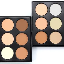 Popfeel 5/6 cores óleo-controle facial pressionado pó blush sombra reparação iluminar corretivo fundações maquiagem em pó