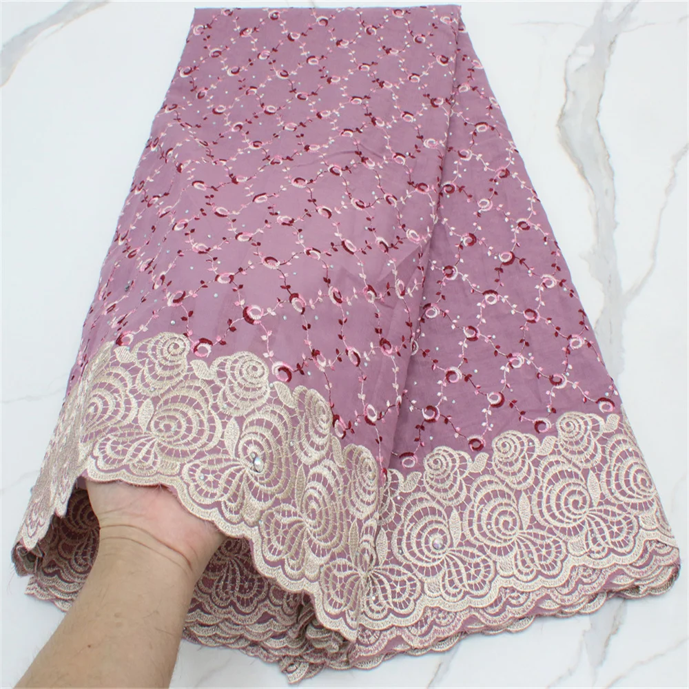 African Lace Fabric 2021 High Quality New Hot Sale Swiss Austria Cotton Fabrics With Stones Dresses For Women Wedding | Дом и сад