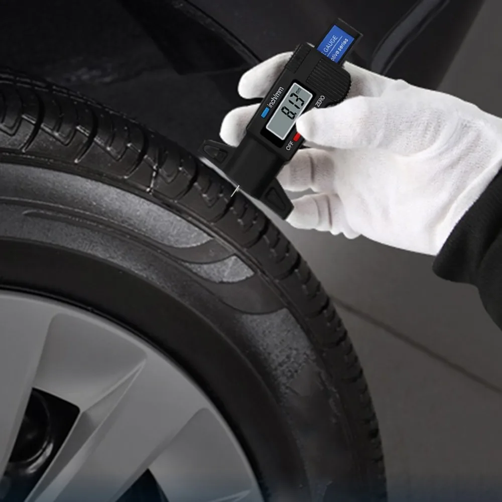 Digital Car Tire Tread Depth Tester 0-25mm Tyre Tread Depth Gauge Meter Measurer Tool Caliper LCD Display Tire Measurement