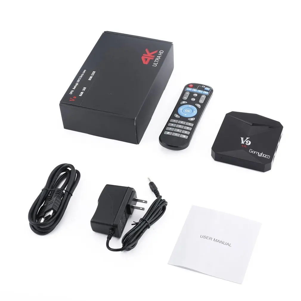 

GOMYHOM TV Box Android 7.1 V9 Smart Box Amlogic S912 Octa Core 3GB RAM 32GB ROM H.265 3D 4K HD 2.4G/5G Dual Band Wi-Fi BT4.0