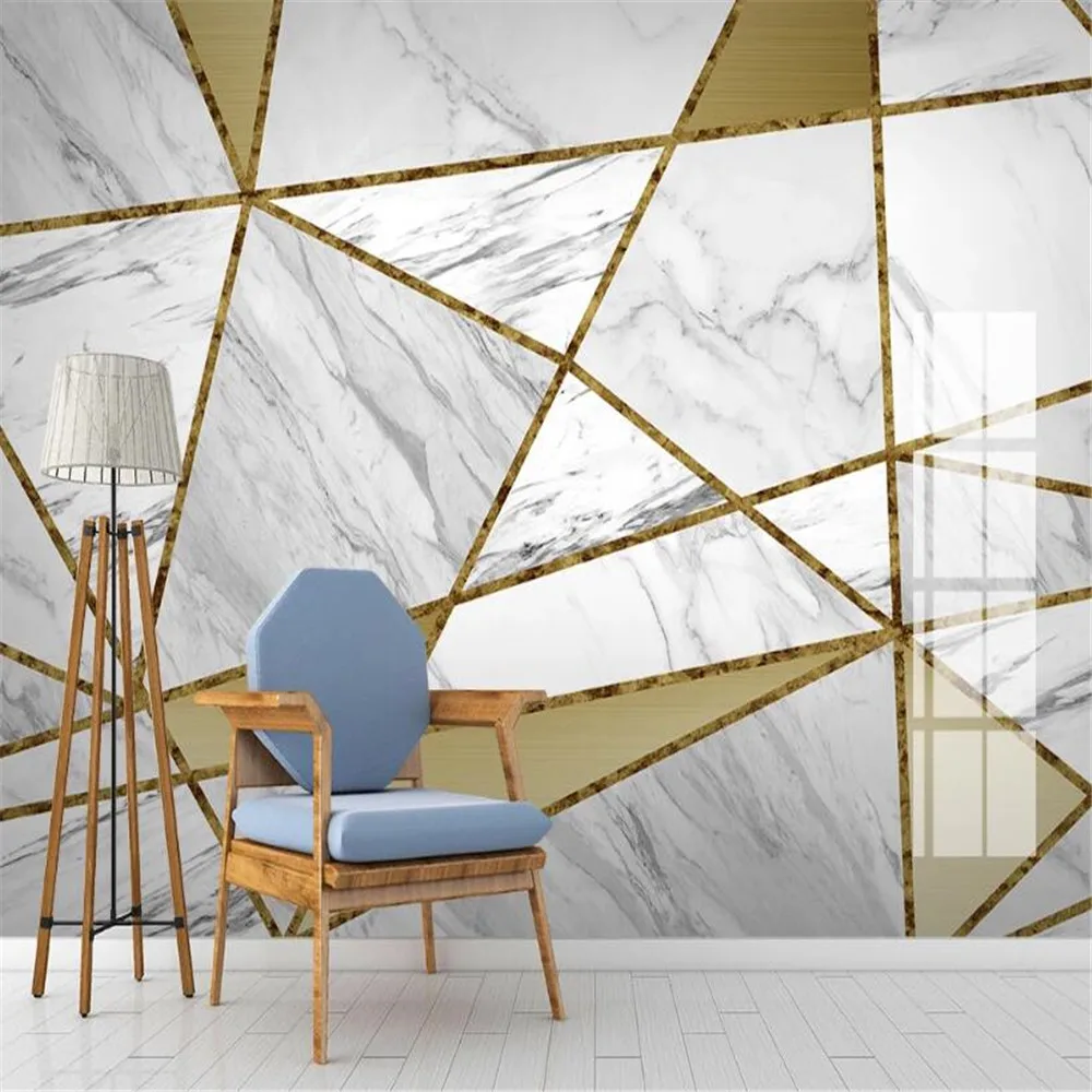 Custom wallpaper mural 3D geometric marble line background | Обустройство дома
