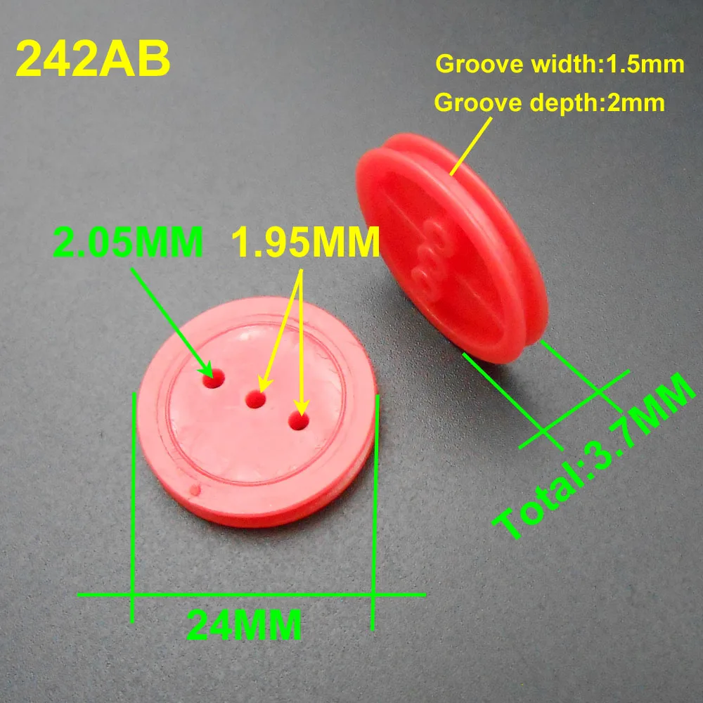 

500Pcs 24MM Plastic Pulley Gear Model Motor Wheels Outer Dia. 24mm Shaft Inner Dia. 2mm Hole 1.95MM 2.05MM 242AB Red NEW *FD009