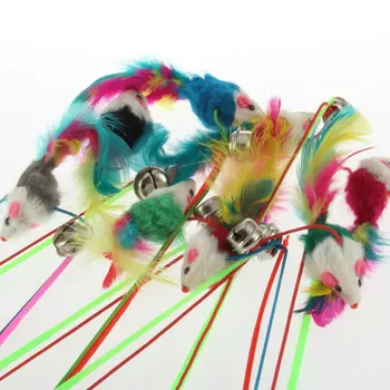 

1pcs For Pet Cat Bell The Dangle Faux Mouse Rod Roped Funny Fun Play Playing Toy