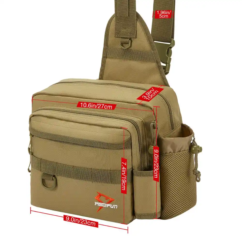 Piscifun Sling Fishing Tackle Bag Outdoor Fishing Storage Backpack Water-Resistant Fishing Bag Cross Body Sling Bag
