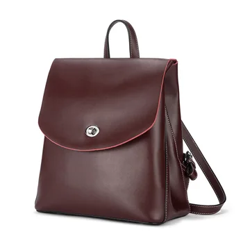 

Genuine Leather Backpack Women Vintage Soild Leather Female Backpack Bag Brand Designer Small Travel Backpacks Women