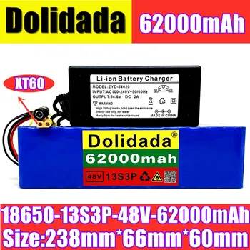 

18650 XT60 Plug 48V62Ah 1000w13S3P 48V Lithium ion Battery Pack For 54.6v E-bike Electric bicycle Scooter with BMS+54.6V Charger
