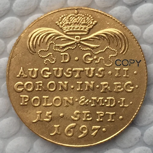 24 K позолота Польша 1697 копия монет 21 9 мм|copy|copy coins |