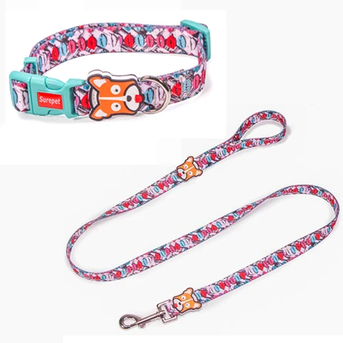 06 collar set Модные дизайнерские собачьи ошейники с принтом без побега нейлоновый H стиль поводок для собаки набор прогулок для маленьких для средних и больших собак - Цвет: 06 collar set