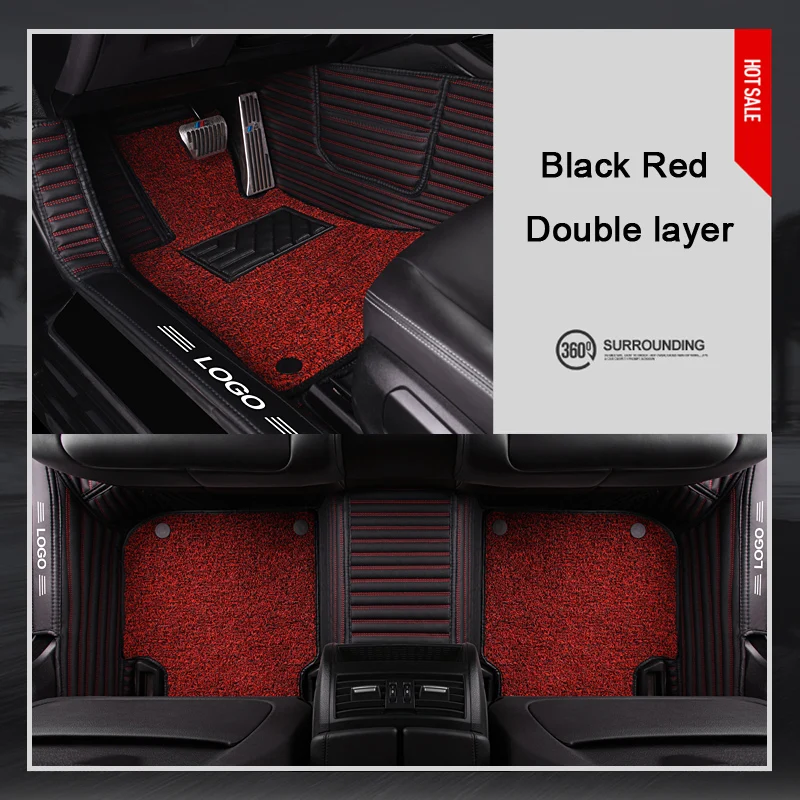 Новое обновление Водонепроницаемый кожаные автомобильные коврики на заказ для BMW 3 5 7 серия F20 E90 F30 E60 F10 F11 G30 F01 G11 X1 X3 X5 - Название цвета: black red