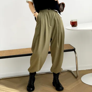 

High Waist Suit Wide Leg Pants Women's 2020 Autumn New Loose Mopping Solid Long Pants Female