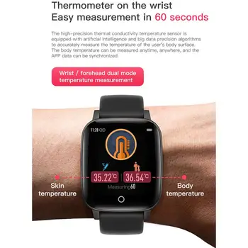 

T1 Temperature Measurement Bracelet Health Monitor Health IP67 Waterproof Bluetooth5.0 Smart Watch Band Fitness Multi-Sport