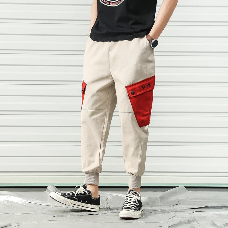 Мужские осенние уличные повседневные штаны-шаровары с карманами в стиле хип-хоп, модные корейские свободные штаны-карго больших размеров 5XL для бега - Цвет: SS101 B