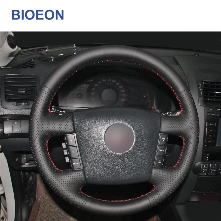 Черный PU искусственная кожа Чехол рулевого колеса автомобиля для Kia Borrego 2008
