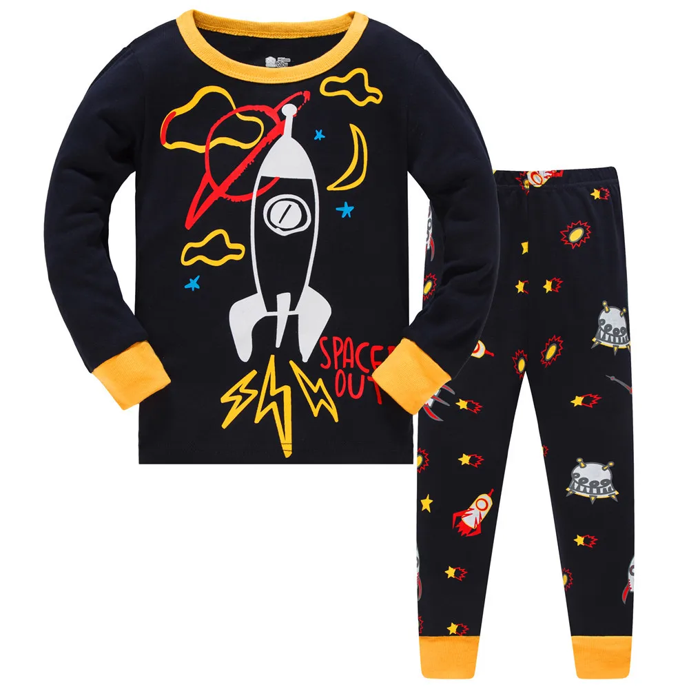  Autumn Baby Boys Sleepwear Pajama Sets 100 % Cotton Printed t-shirt+pants 2pcs Bebes Children's Clo