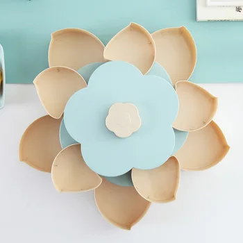 

Pattern Rotation 2-layer Petal Candy Box Nut Case Snack Storage Box Container Living Room Rotating Fruit Plate Desktop Organizer