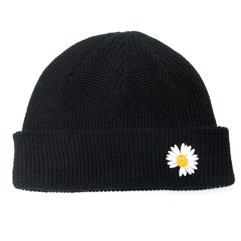 Daisy, вязаная шапка, Зимние головные уборы для мужчин и женщин, женские короткие часы с черепом, вязаная шапка в стиле хип-хоп с манжетами, Bigbang g-dragon Skullies