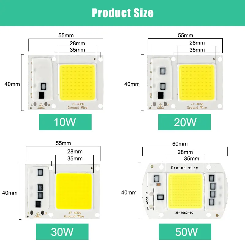 COB светодиодный чип, реальная мощность 10 Вт, 20 Вт, 30 Вт, 50 Вт, светодиодный лампочка 220 В, 240 в, IP65, умный IC для DIY, светодиодный прожектор, светильник, точечный светильник