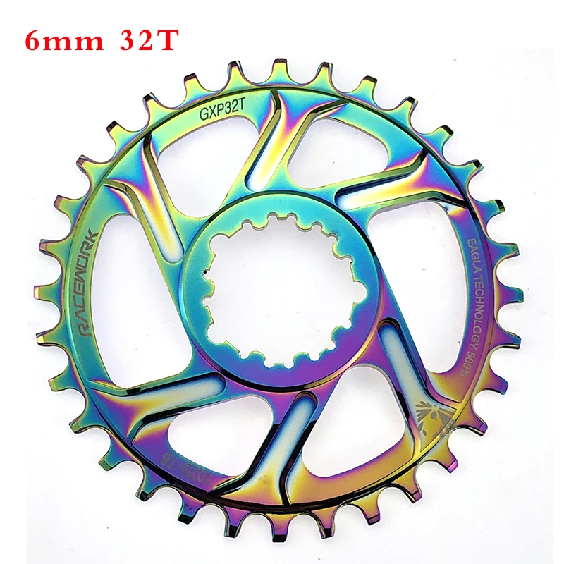 6mm 32T RACEWORK GXP горный велосипед передняя Звездочка 32/34/36/38T для SRAM GXP GX Орел XX1 X9 модными принтами XO X01 шатун со звездочкой MTB велосипедная звездочка цепной передачи - Цвет: 6mm 32T