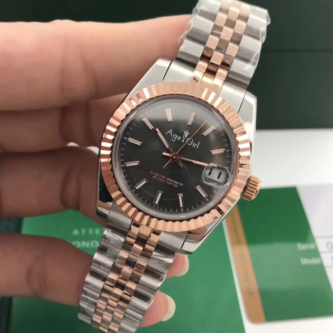 

Luxury Brand New Stainless Steel Sapphire Watch Women Lady Automatic Mechanical Diamond Silver Rose Gold Black Datejust 31mm