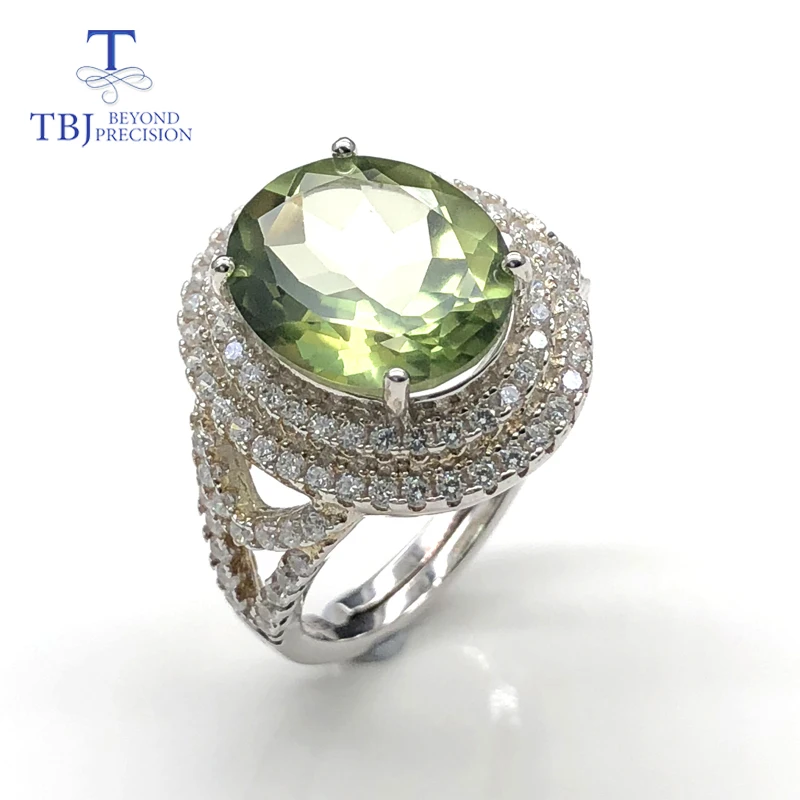 

TBJ, good color peridot green topaz rings natural gemstone 925 sterling silver fashion fine jewelry for girl nice birthday gift