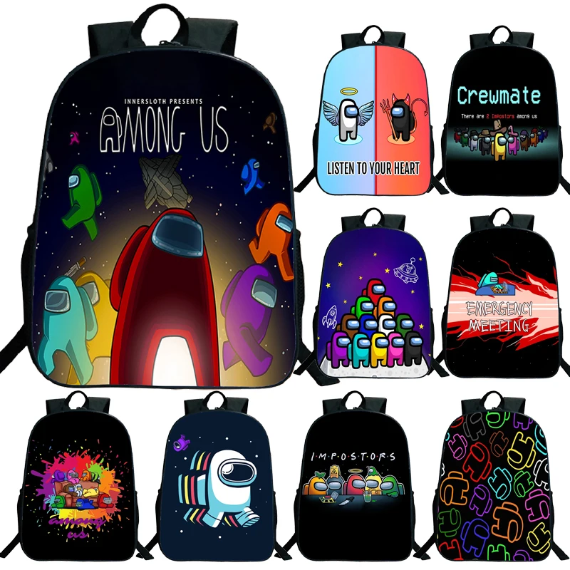 

16inch Game Among Us Backpack Boys Girls Kids Cartoon School Bag Unisex Teens Anime Rucksack Women Men Laptop Travel Knapsack