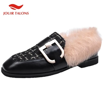 

2020 Wholesale Hot Sale New Design Chunky Heels Casual Shoes Woman Pumps Buckle Decoration Add Fur Autumn Winter Pumps