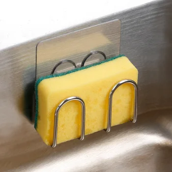 

Suction Cup Sink Sponge Holder Metal Towel Scrubbers Soap Drying Shelves Rack Fiber Scouring Pad Drainer Organizer