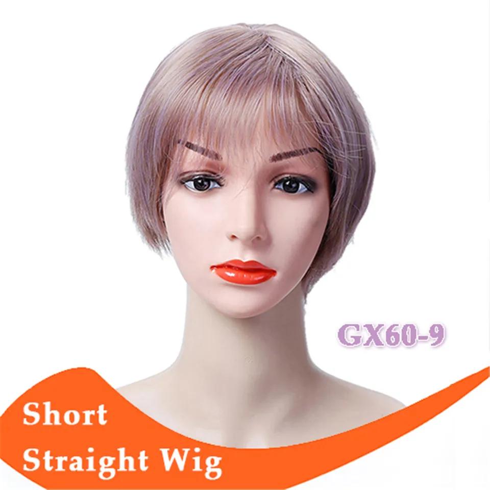 MUMUPI естественный фигурные и прямые парики для Для женщин блондинка коричневый синтетические Короткие парик с челкой черный термостойкие
