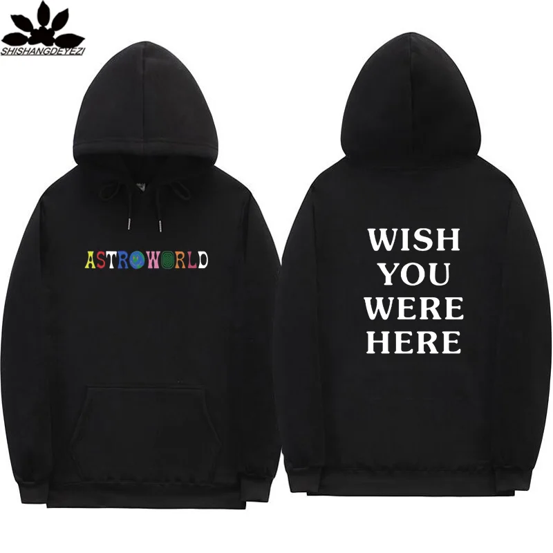 Black XMS68 Astroworld/мужские и женские худи в уличном стиле в стиле хип-хоп, худи с надписью WISH YOU ware HERE, модные осенне-зимние флисовые толстовки с капюшоном - Цвет: Black XMS68