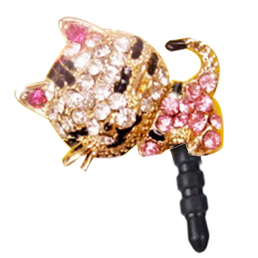 

Mobile Phone Earphone Hole Dustproof Plug Protecting and Decorating Cartoon Cute Cat Alloy Casual Plug