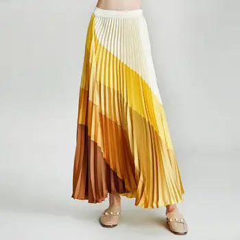 

HAVVA Early Autumn New Arrivals European Fashion Women’s Long Patchwork Color 100% Polyester Pleated Skirt Q36350