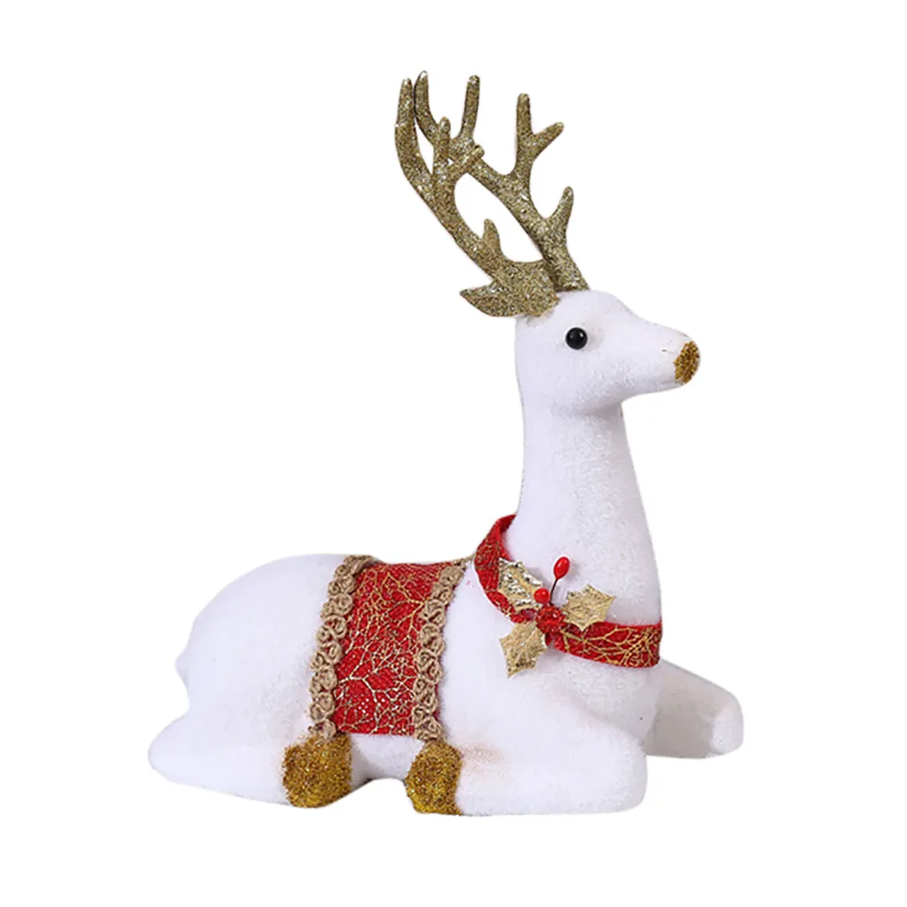 Navidad Christmas White Deer Simulation Deer Home Decoration Elk Doll Animal Model christmas decorations for home - Цвет: H