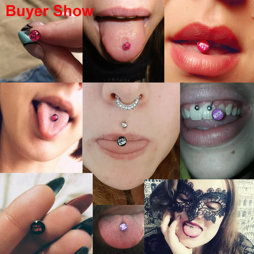 20pc Punk Stainless Steel Tongue Ring for Women Girls Funny Words Tongue Piercings  Sexy Logo Pircing Barbells Bars Body Jewelry - AliExpress Jewelry &  Accessories