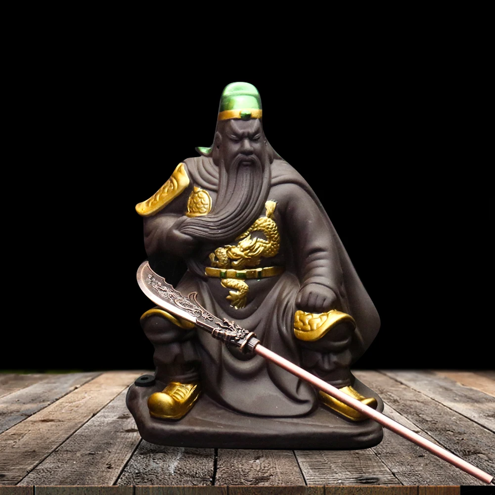 

Purple Clay Handmade Carving Chinese Guan Yu Figurine Tea Pet DIY Home Decor Feng Shui Kung Fu Tea Ceremony Paperweight Crafts