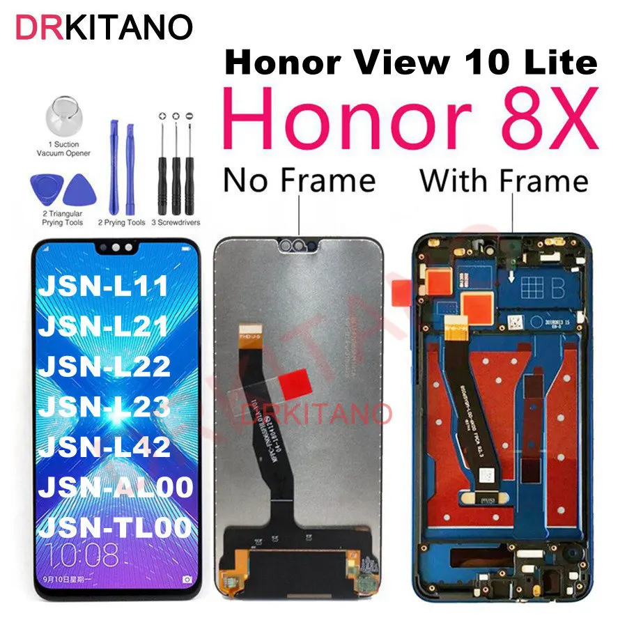 Для huawei Honor 8X ЖК-дисплей, сенсорный экран с рамкой Honor View 10 Lite, дисплей Honor 8X, ЖК-JSN-L21 L22 L23 L42 LX1