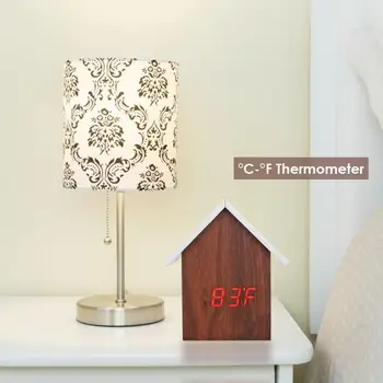 

Multifunctional Intelligent Electronic Alarm Clock LED Sound Control Wood Grain USB Alarm Clock Calendar Temperature Tester