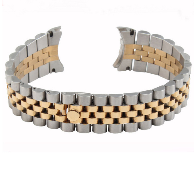 Stainless Steel Strap Accessories Male for Rolex Log Series 20mm Bracelet Wrist Watchband Insurance Folding Buckle