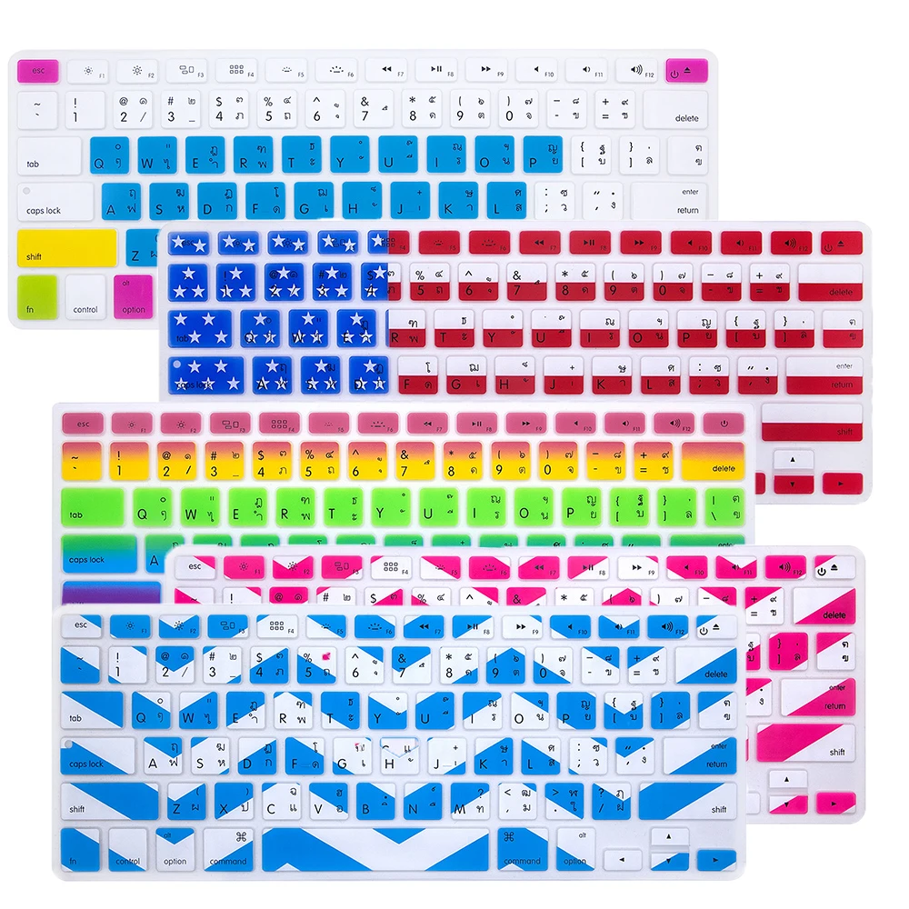 Waterproof Silicone Keyboard Skin Cover For Macbook Air Pro Retina 13 15 A1369 A1286 A1466 Hot Thai Letters Keyboard Protective