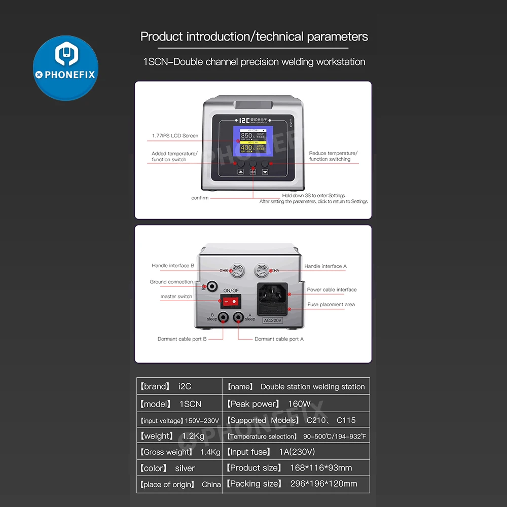 hot air rework station i2C 1SCN Intelligent Double Welding Station With C210/C115 Soldering Handle Electric Soldering Iron Station for Phone PCB Repair gas welding equipment