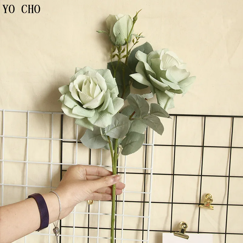Artificial Jasmine Snow Roses Branch Fake Silk Roses Flowers for Wedding Decoration Table