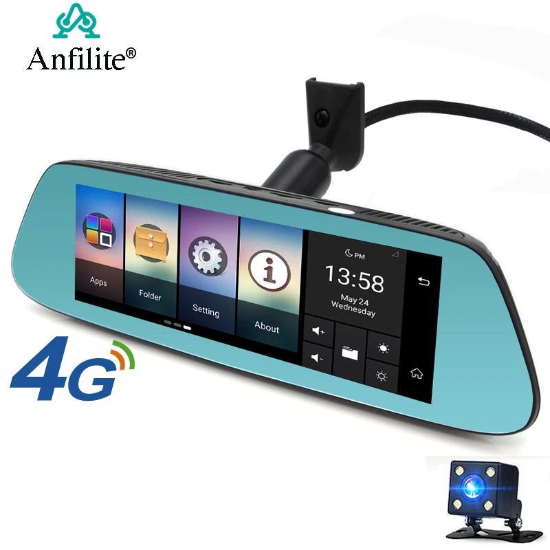 Anfilite 7 дюймов автомобиля зеркало заднего вида DVR 4 г ADAS Android gps навигации Full HD 1080P Dash