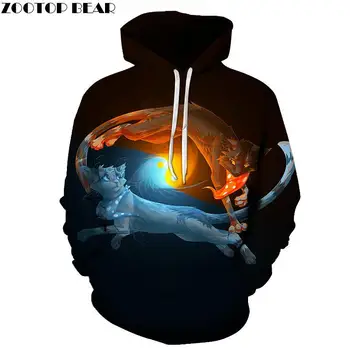 

Two Cat Sisters 3D Printed Hoodie Sweatshirts Men Jacket Tracksuits Brand Funny Pullover Male Spring Coat ZOOTOP BEAR Dropship