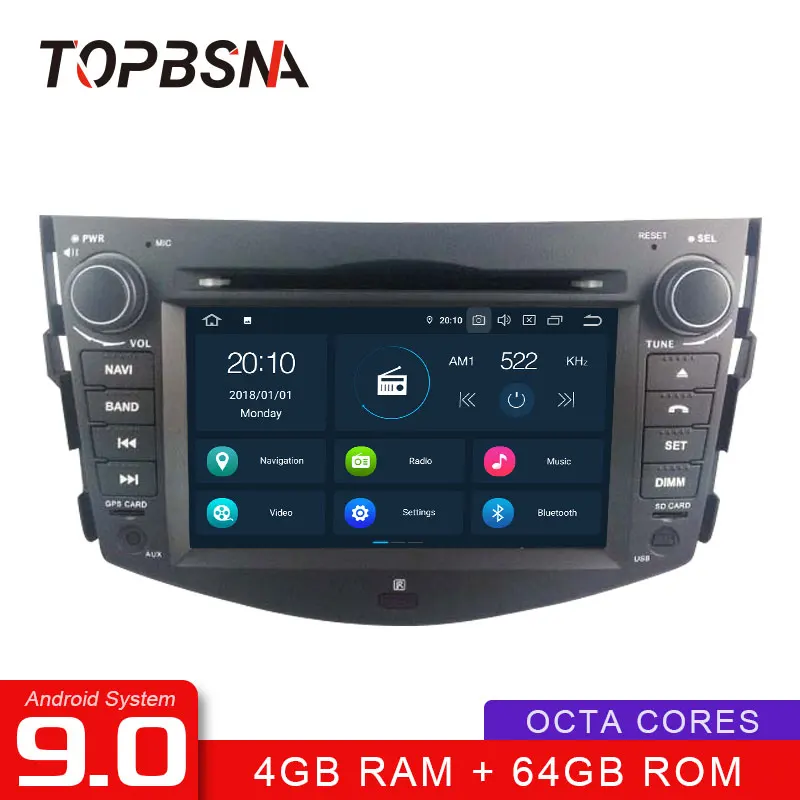 TOPBSNA Android 9.0 Car DVD Player For Toyota RAV4 Rav 4 2007 2008 2009 2010 2011 WIFI Multimedia GPS Stereo 2 Din Car Radio RDS