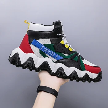 

High Top Mesh Men's Casual Shoes Breathable Comfortable Damping Men's Fashion Sneakers Outdoor Walking Shoes Zapatos De Hombre