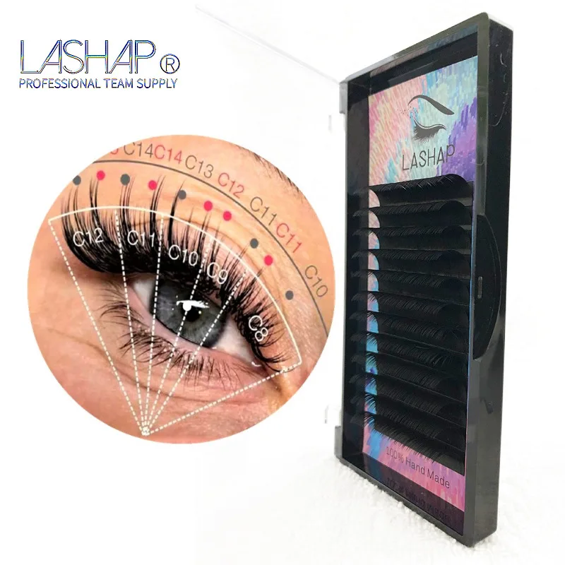 

LASHAP Faux Mink Eyelash Extension handmade 15 mm D DD Curl Nature long Soft thickness Individual Lashes for Makeup Cilios