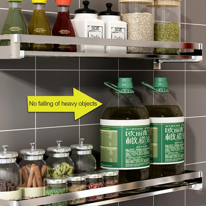 Stainless Steel Storage Hanging Shelf Kitchen Shelf for Storage Organizer Wall Shelf Spice Rack Punch Free Storage Racks Stainless Steel Storage Hanging Shelf Kitchen Shelf for Storage Organizer Wall Shelf Spice Rack Punch Free Storage Racks
