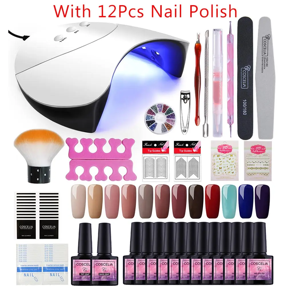 12pcs polish kit 01 Маникюрный набор с ультрафиолетом светодиодный USB лампа Сушилка Удлинитель Набор для маникюра инструменты для маникюра наборы для маникюра ногтей Гель-лак для ногтей - Цвет: 12pcs polish kit 01