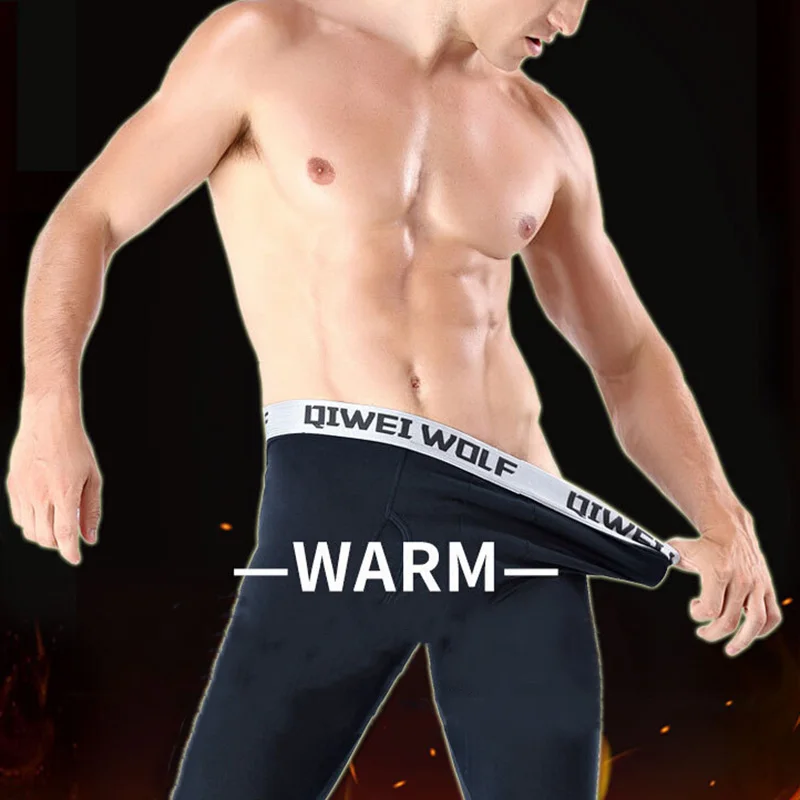 Осеннее и зимнее мужское термобелье, теплое нижнее белье, длинные штаны, леггинсы, хлопок, нормально термобелье