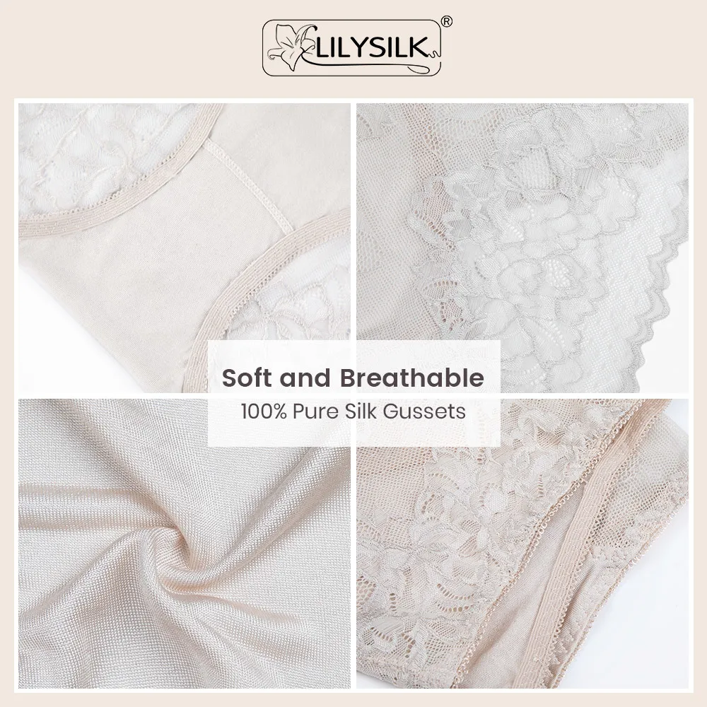 LilySilk Трусики 6 упаковка женские сексуальные женские шелковые кружевные удобные дышащие трусики для девочек